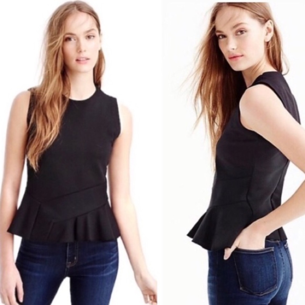 EUC J. Crew Asymmetrical Sleeveless Peplum Top, XL
